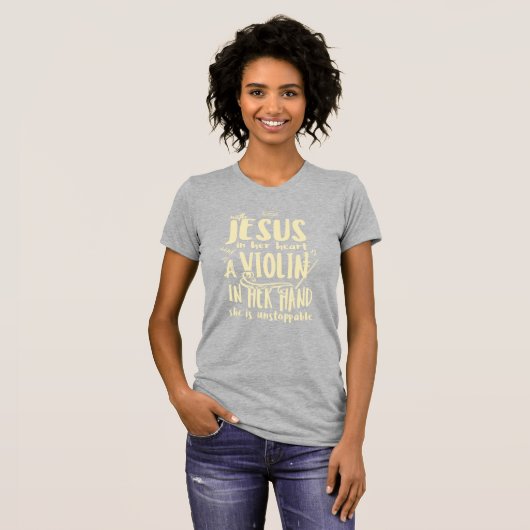 T-shirt Avec Jésus dans son coeur Un Violon dans sa main (Devant entier)