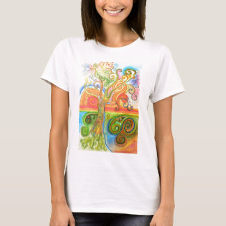 T-shirt avec l'arbre tourbillonnant psychédélique