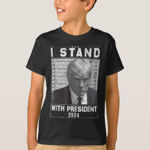 T-shirt Avec Le Président 2024 Trump Mugshot I Stand Wi