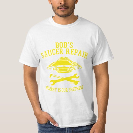 T-shirt avec logo jaune Bob's Saucer Repair (Devant)