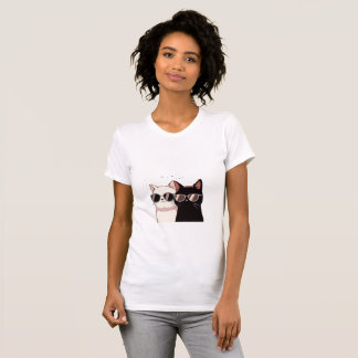T-shirt avec lunettes de soleil pour chats doubles