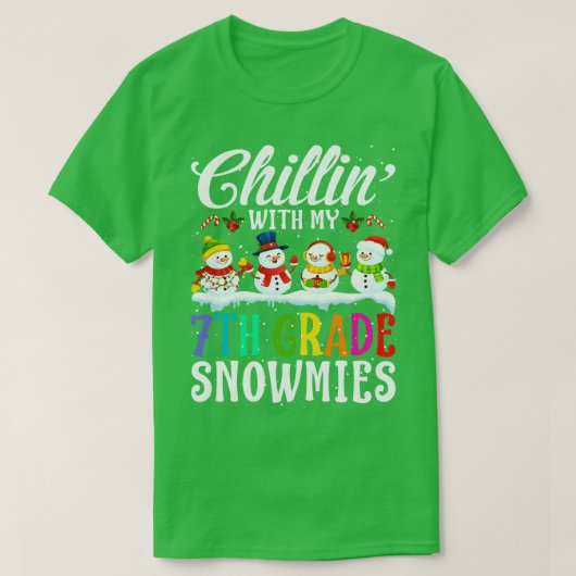 T-shirt Avec Mes 7E Années Snowmies Enseignant Xmas Gi (Design devant)