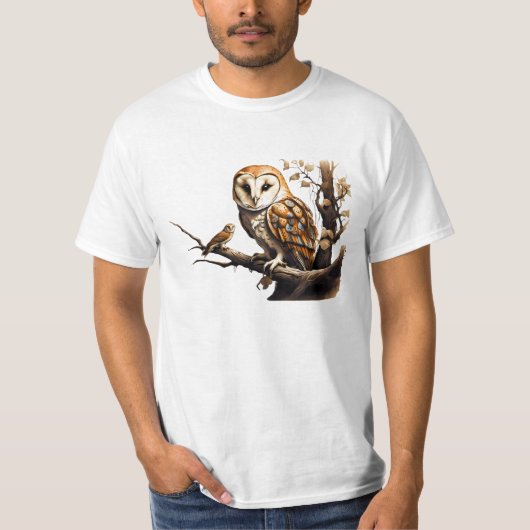 T-shirt avec mignonne Barn Owl & Baby (Devant)