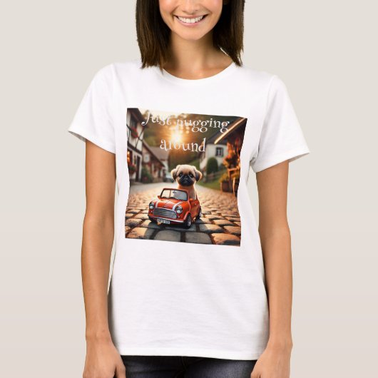 T-shirt avec Mops au Mini Morris (Devant)