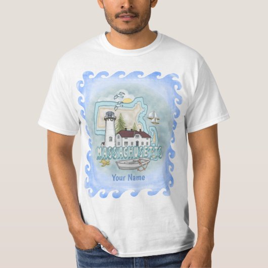 T-shirt avec phare du Massachusetts (Devant)