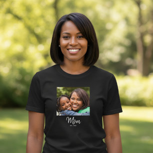T-Shirt avec Photo et Texte Maman Établie