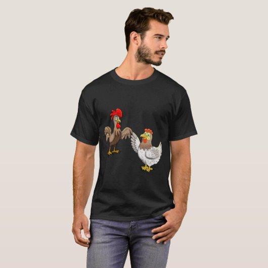 T-shirt avec poule et coq (Devant entier)