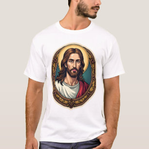 T-shirt avec sceau de Jésus Rédempteur gravure vin