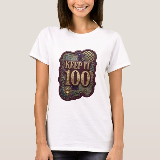 T-shirt avec slogan Fresh Gold KEEP IT 100 (Devant)