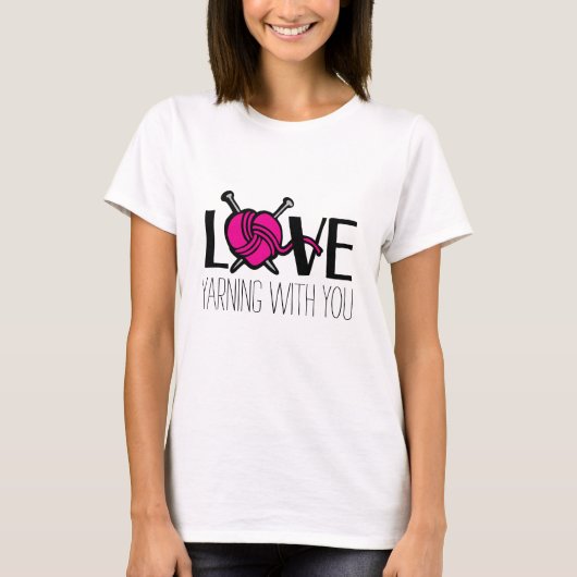 T-shirt avec slogan rose tricot (Devant)