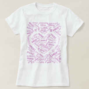 T-shirt avec texte Multilingual Love Word Heart