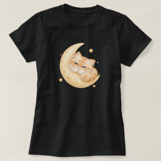 T-shirt avec un chat orange mignon endormi sur un