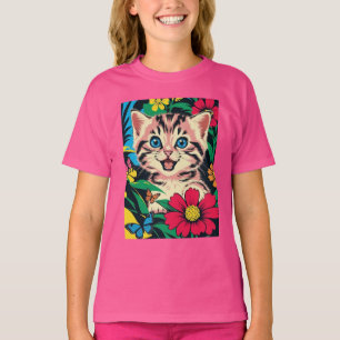 T-shirt avec un mignon chaton dans le style de pei