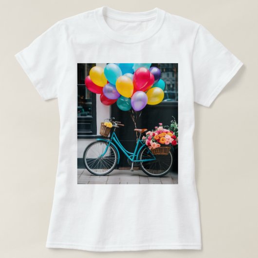 T-shirt avec vélo design et ballons (Design devant)