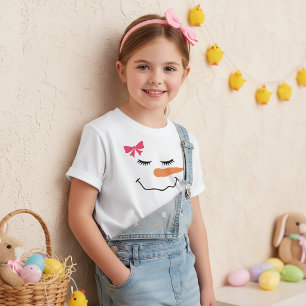 T-Shirt avec visage de bonhomme de neige et ruban