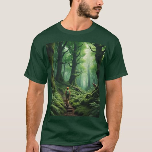 T-shirt Aventure dans une forêt verdoyante profonde (Devant)
