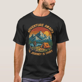 T-shirt Aventure de camping de randonnée à la montagne rét