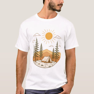 T-shirt Aventure de camping extérieur minimaliste Montagne
