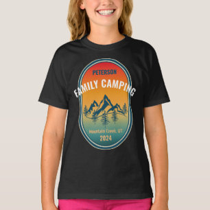 T-shirt Aventure de camping familiale personnalisée au cou