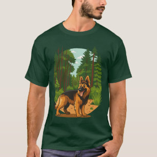T-shirt Aventure de chien berger allemand en forêt