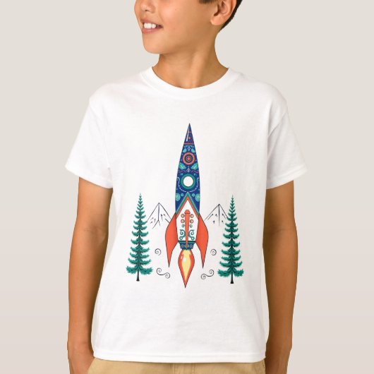 T-shirt Aventure de fusée d'art folklorique – Espace de na (Devant)