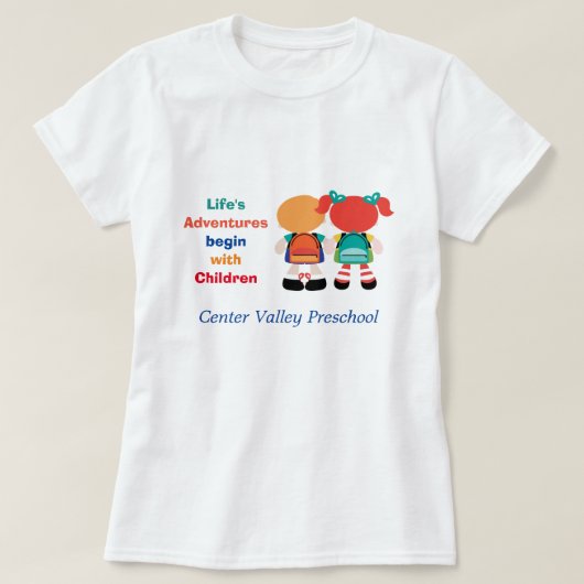 T-shirt Aventure de la vie avec la publicité d'enfants (Design devant)