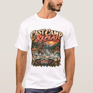 T-shirt Aventure de pêche à la mouche vintage Camp Répétit