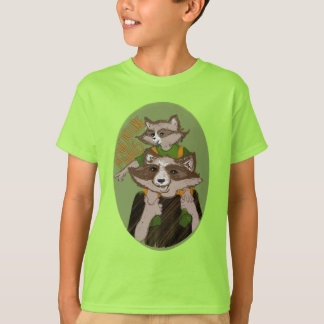 T-shirt Aventure de raton laveur mignon en attente Commémo