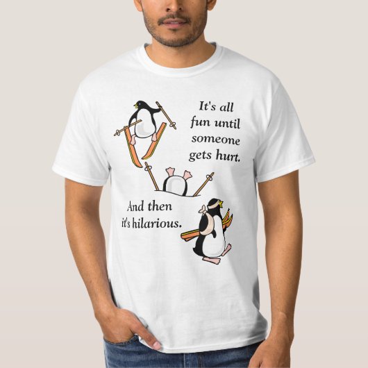 T-shirt Aventure de ski de pingouin (Devant)