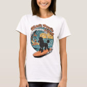 T-shirt Aventure de surf de caniche noire à cheval (Devant)
