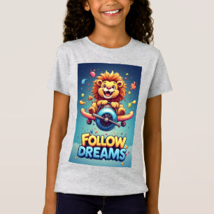 T-Shirt 🦁 Aventure en Avion de Lion de Dessin Animé pour