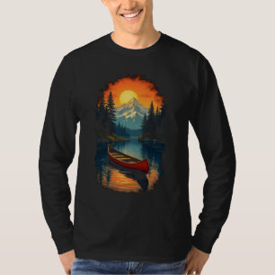 T-shirt Aventure en canoë - Retro Lake Sunset