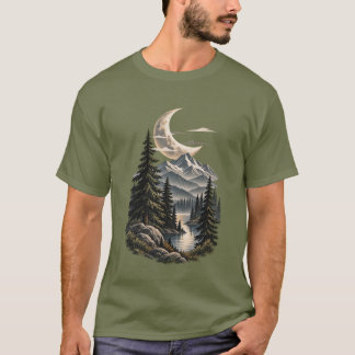 T-shirt Aventure en plein air au lac de montagne au clair