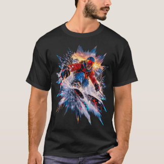 T-shirt Aventure extrême de ski en poudreuse en montagne