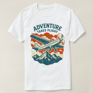 T-shirt Aventure prend l'avion Retro Voyage aérien