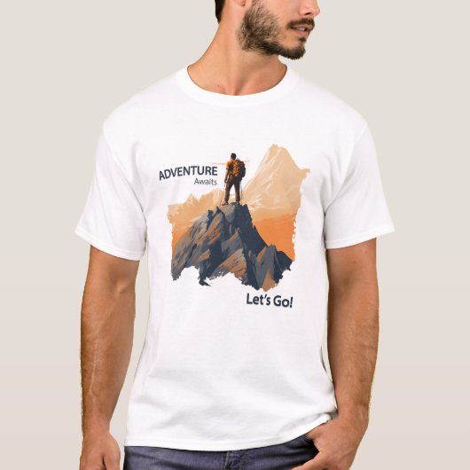 T-shirt Aventure Randonnée, Adventure Await, Let’s Go ! (Devant)