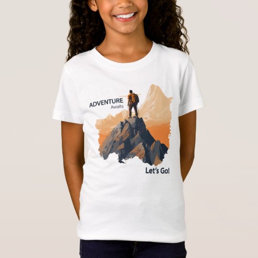 T-Shirt Aventure Randonnée, Adventure Await, Let’s Go ! (Devant)