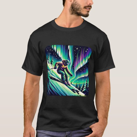 T-shirt Aventure Ski Sous Les Lumières Du Nord (Devant)