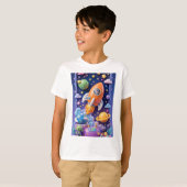 T-shirt Aventure spatiale mignonne 3D Fusée Verticale (Devant entier)