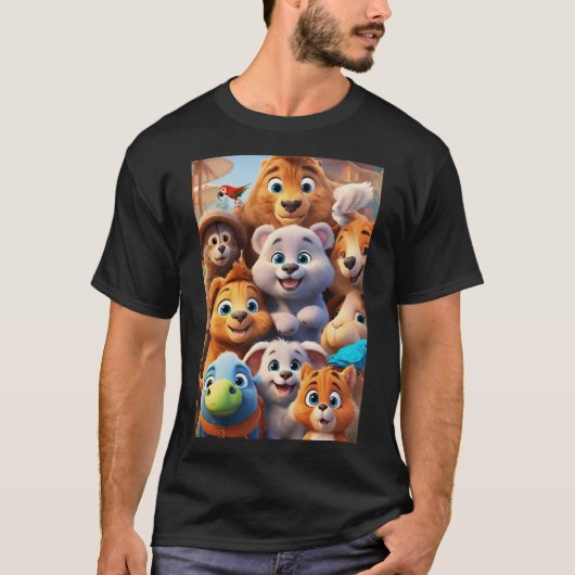 T-shirt Aventures avec des animaux adorables" (Devant)