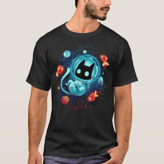 T-shirt Aventurier de l'espace - Chat dans l'espace (Devant)