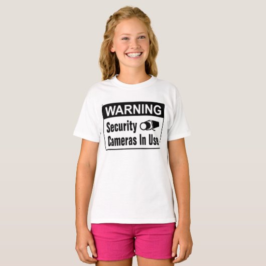 T-shirt Avertissement Caméra de sécurité en cours d'utilis (Devant entier)