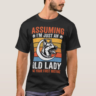 T-shirt Avertissement de chien de vieille dame Rétro