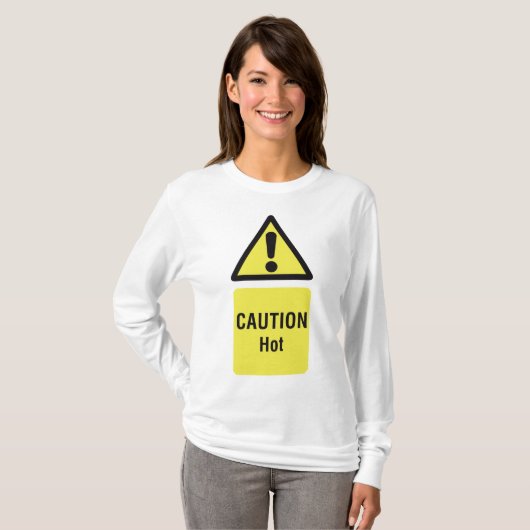 T-shirt Avertissement jaune gras Sécurité des signes chaud (Devant entier)