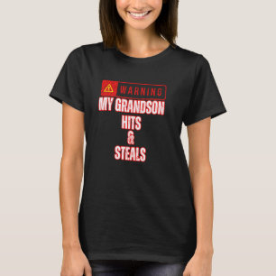 T-shirt Avertissement Mon petit-fils frappe et vole Grandp
