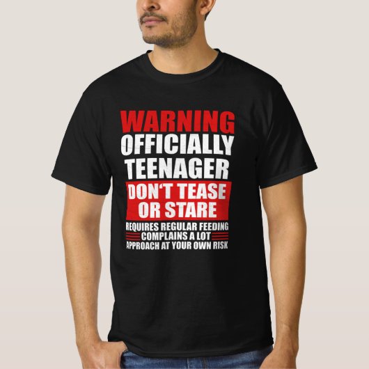 T-shirt Avertissement Officiellement Adolescent (Devant)