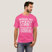 T-shirt Avertissement Peut Commencer À Discuter De Kickbox (Devant entier)