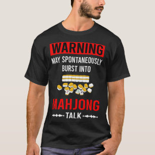 T-shirt Avertissement rouge Mahjong Majong Mah Jong Mah Jo