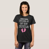 T-shirt Avertissement Toucher Mon Bump Grossesse Annonce (Devant entier)