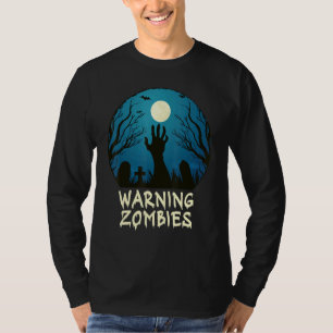 T-shirt Avertissement Zombie Cimetière au Clair de Lune -